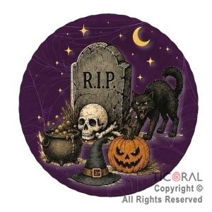 HALLOWEEN PLATO REDONDO CHICO CRIATURAS DE TERROR X 8 UNIDADES